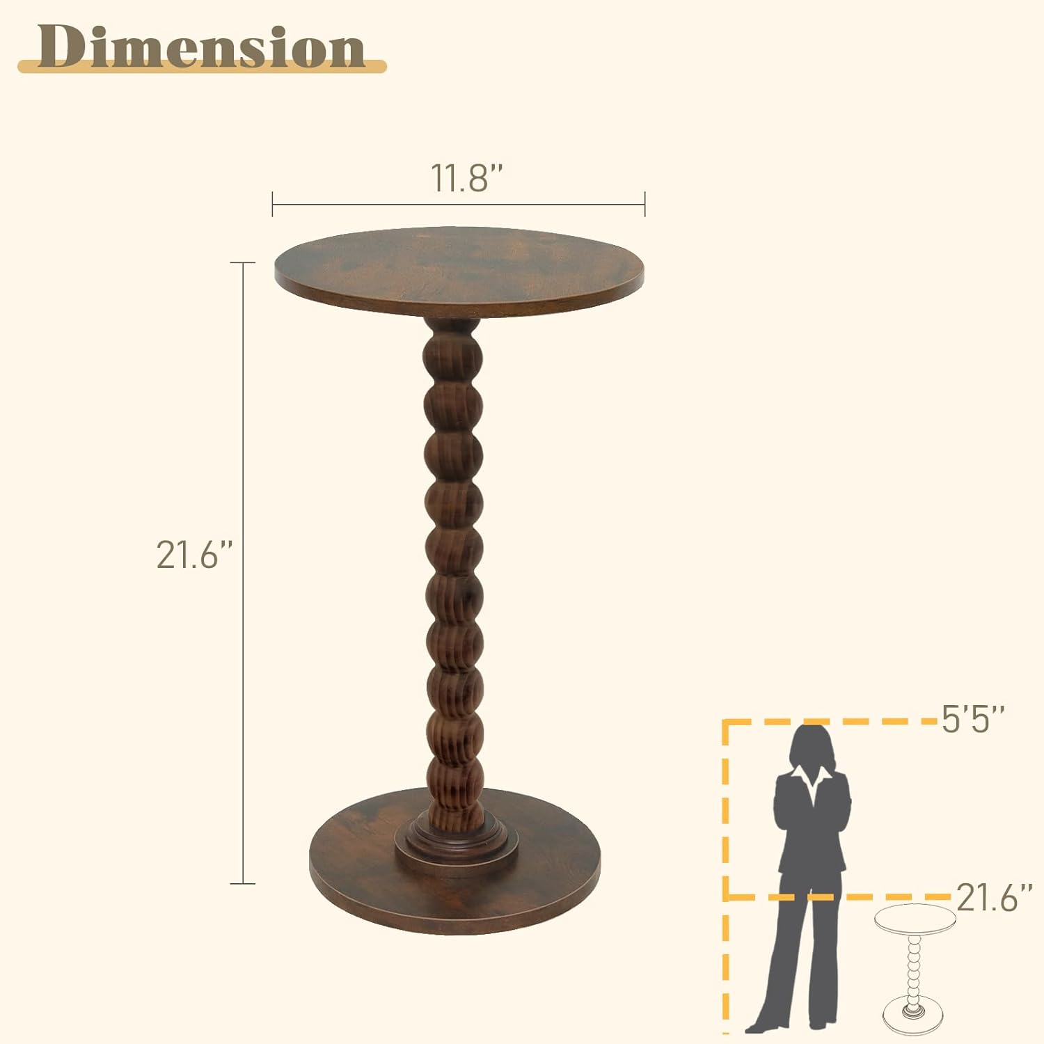 Round Side Table, Small Drink Table for Small Spaces