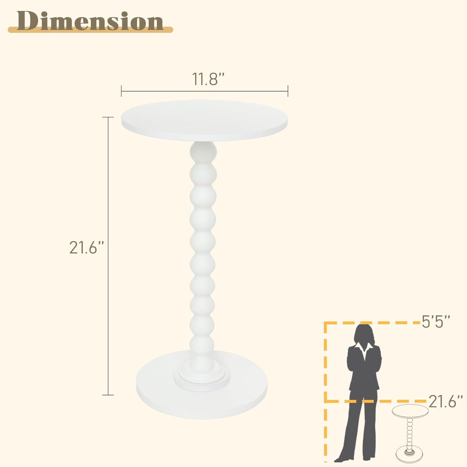 Round Side Table, Small Drink Table for Small Spaces