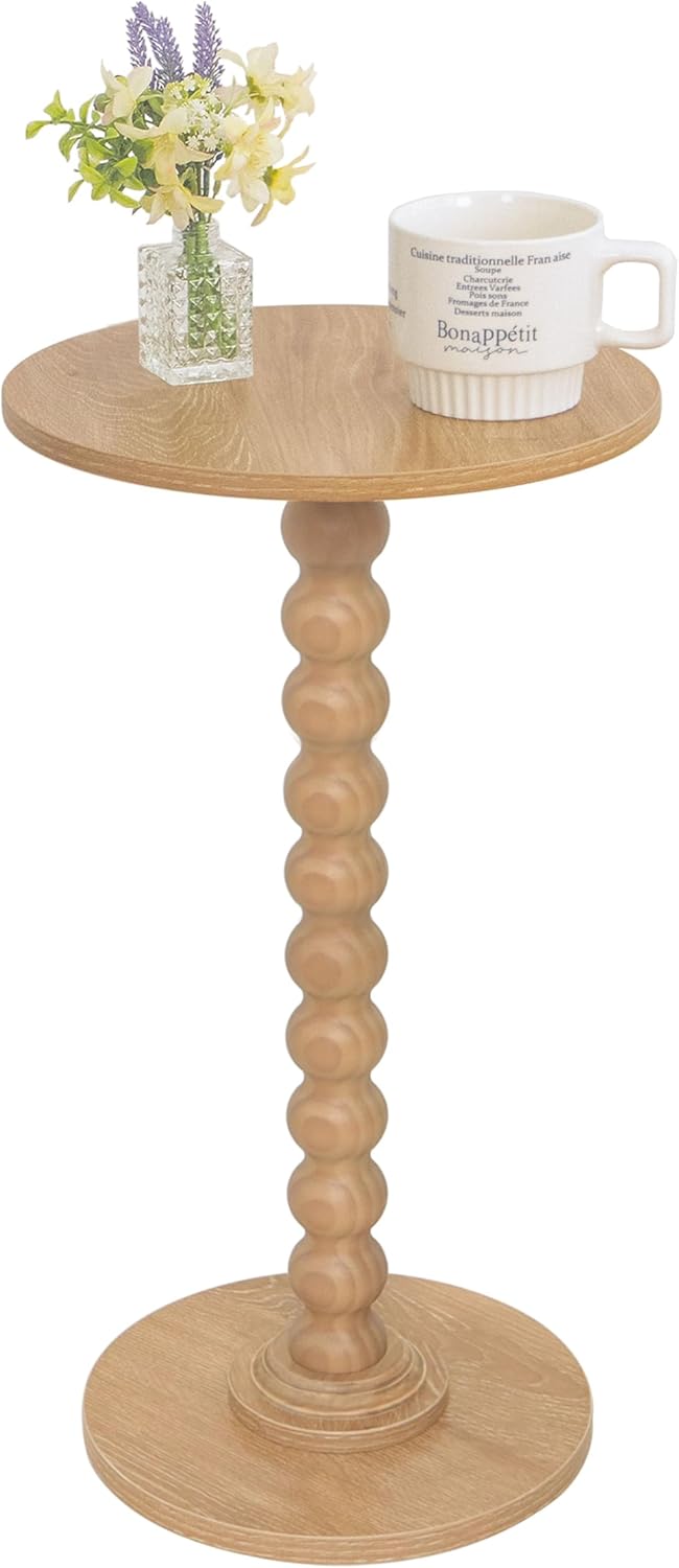 Round Side Table, Small Drink Table for Small Spaces