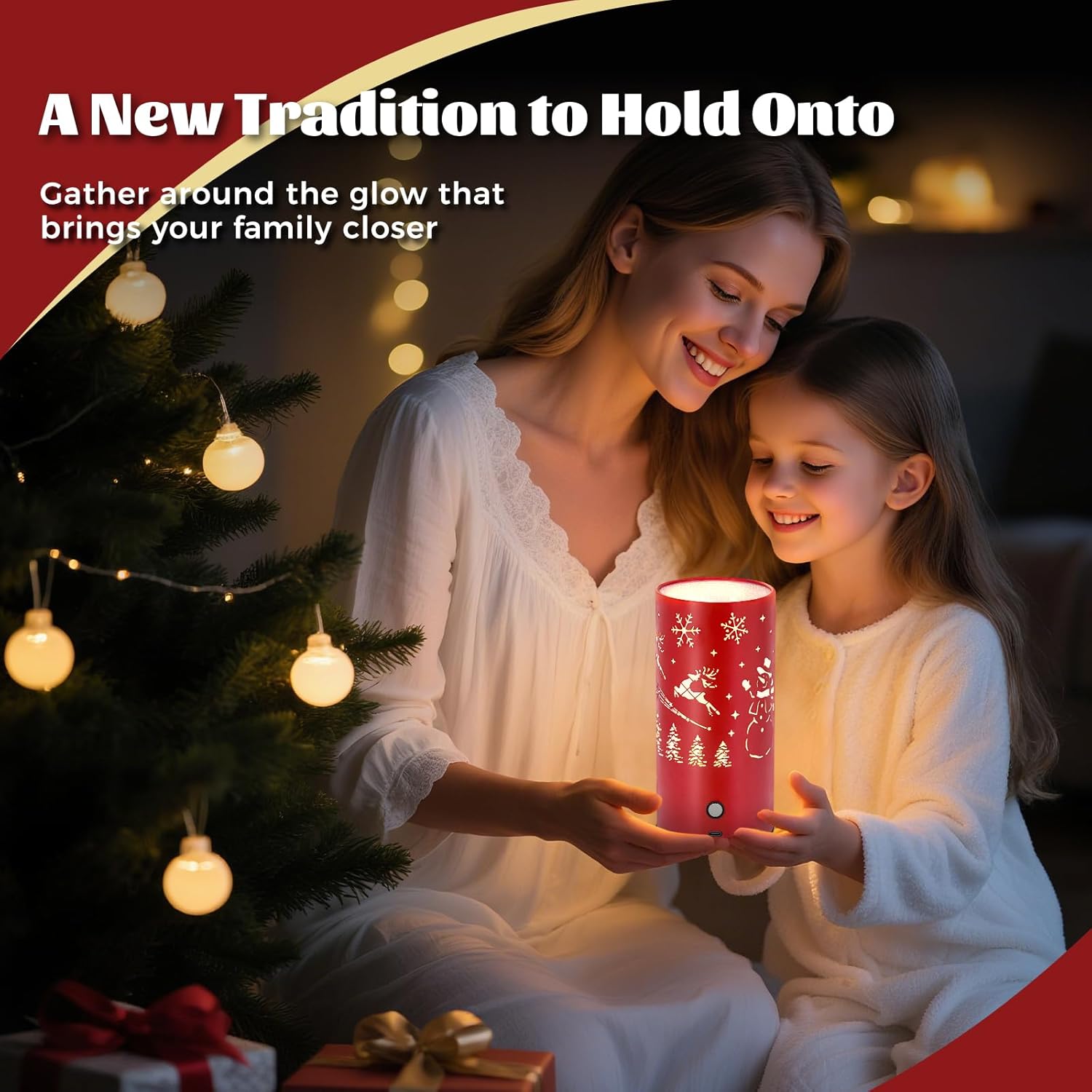 Christmas Table Lamp with Hollow-Out Design - Rechargeable Touch Control Dual Color LED, Warm/Cool White Metal Decor for Home Desk Party, 1200mAh Battery - 2pack(Greed)