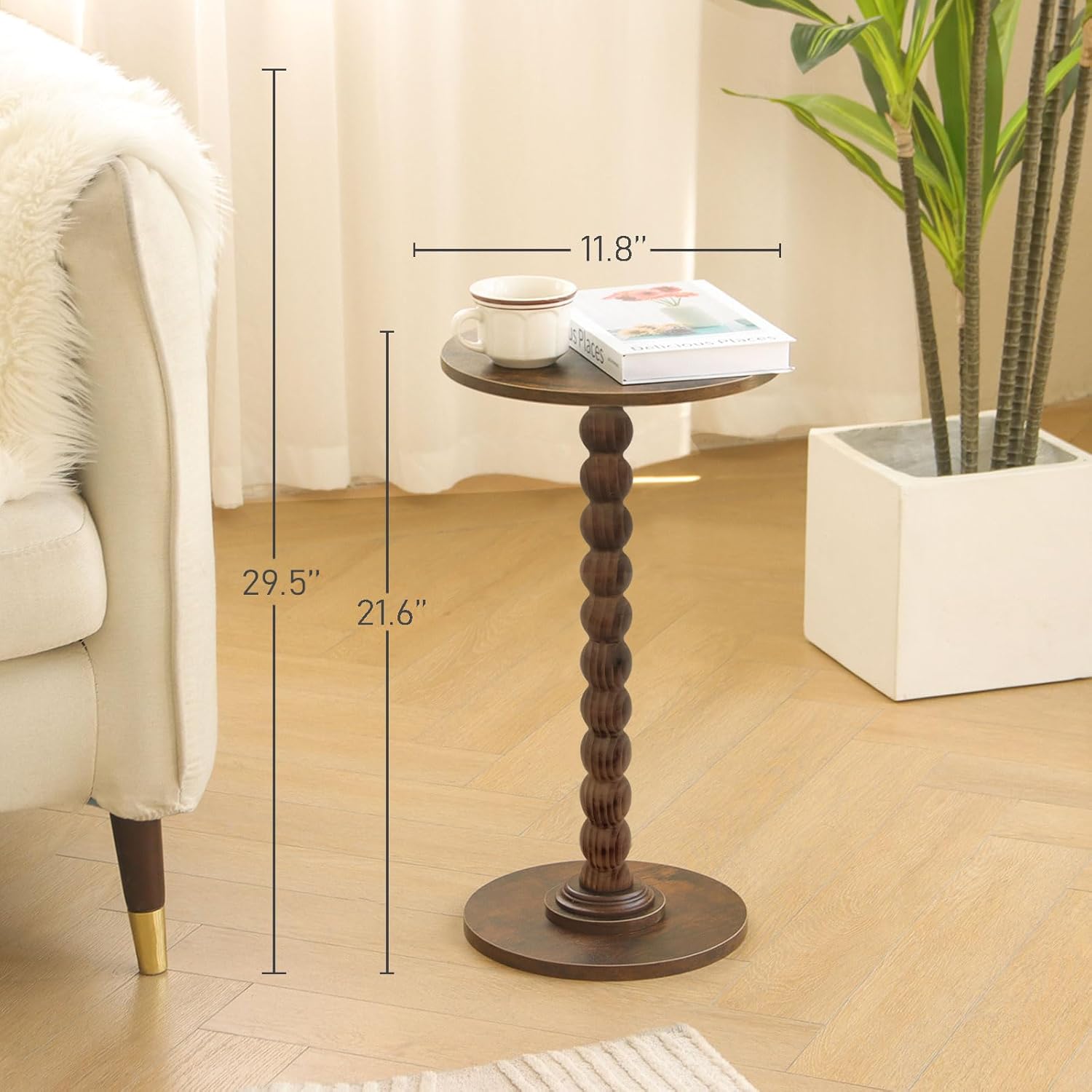 Round Side Table, Small Drink Table for Small Spaces
