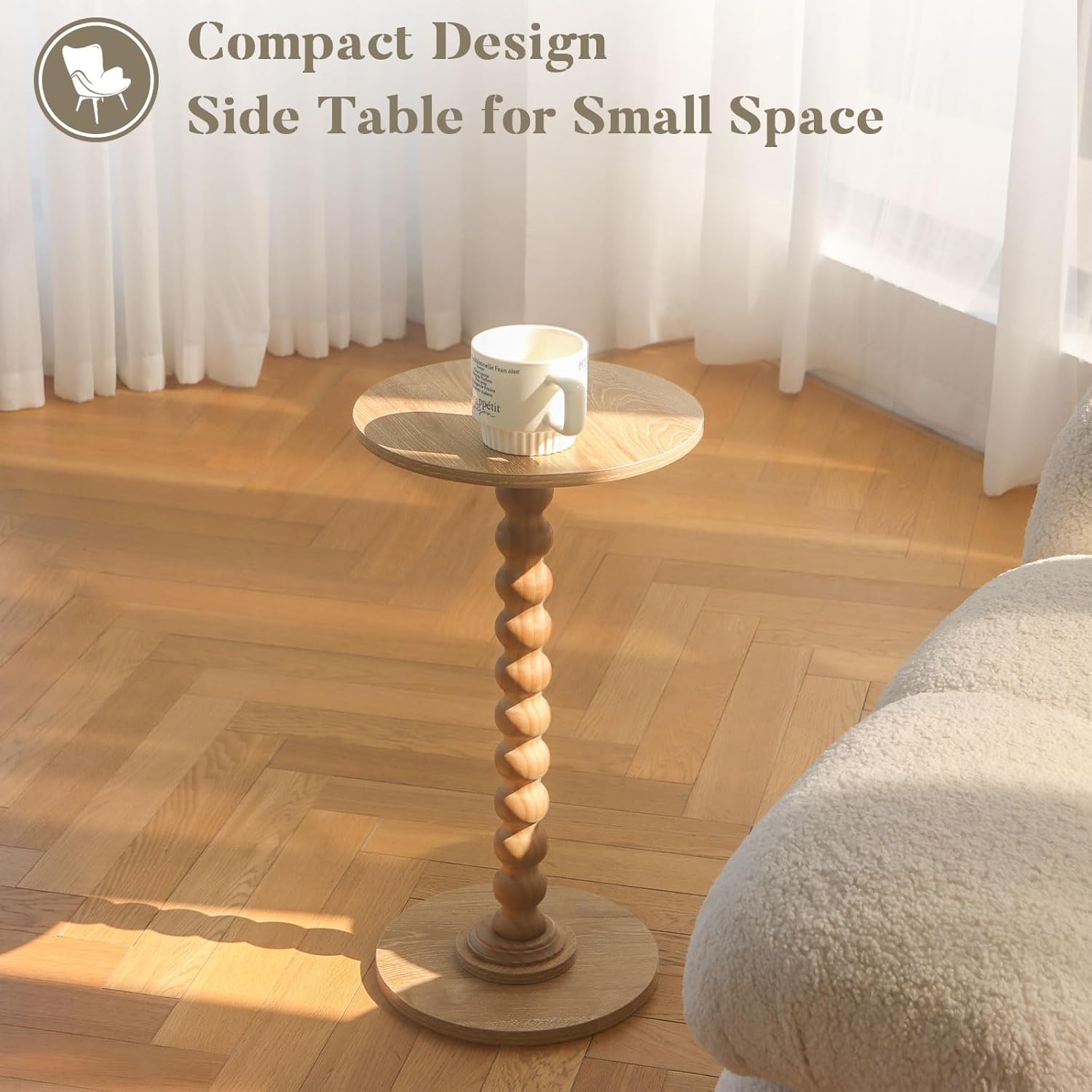 Round Side Table, Small Drink Table for Small Spaces