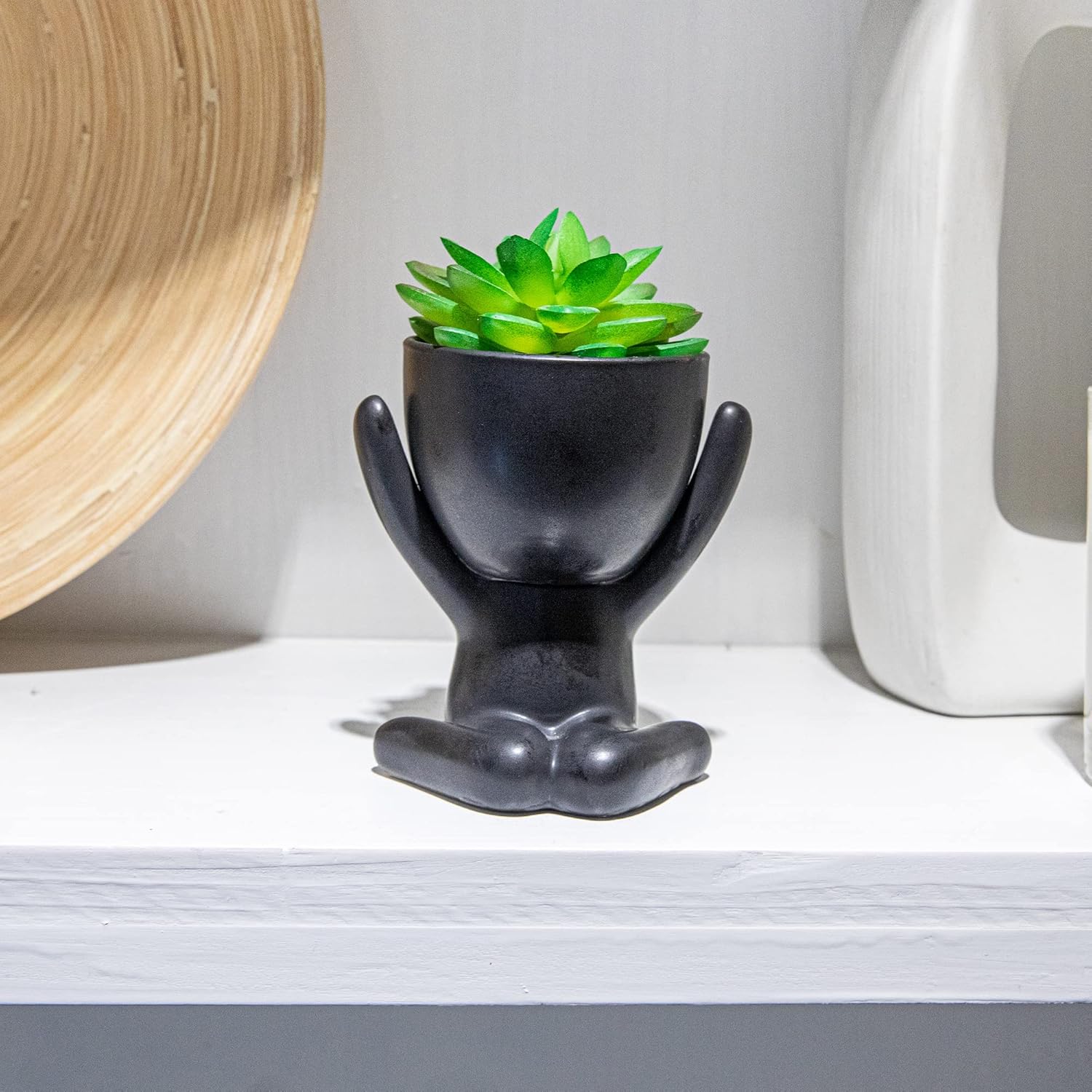 3PCS Cute Artificial Plants Office Decor for Women and Men, Small Fake Plants Decor for Bedroom and Bathroom, Lovely Faux Succulent Desk Decor for Office and Home