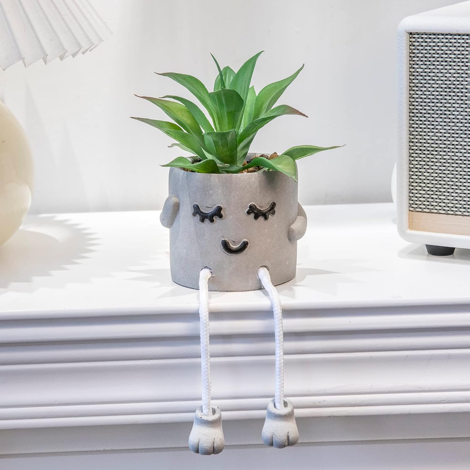 3PCS Cute Artificial Plants Office Decor for Women and Men, Small Fake Plants Decor for Bedroom and Bathroom, Lovely Faux Succulent Desk Decor for Office and Home