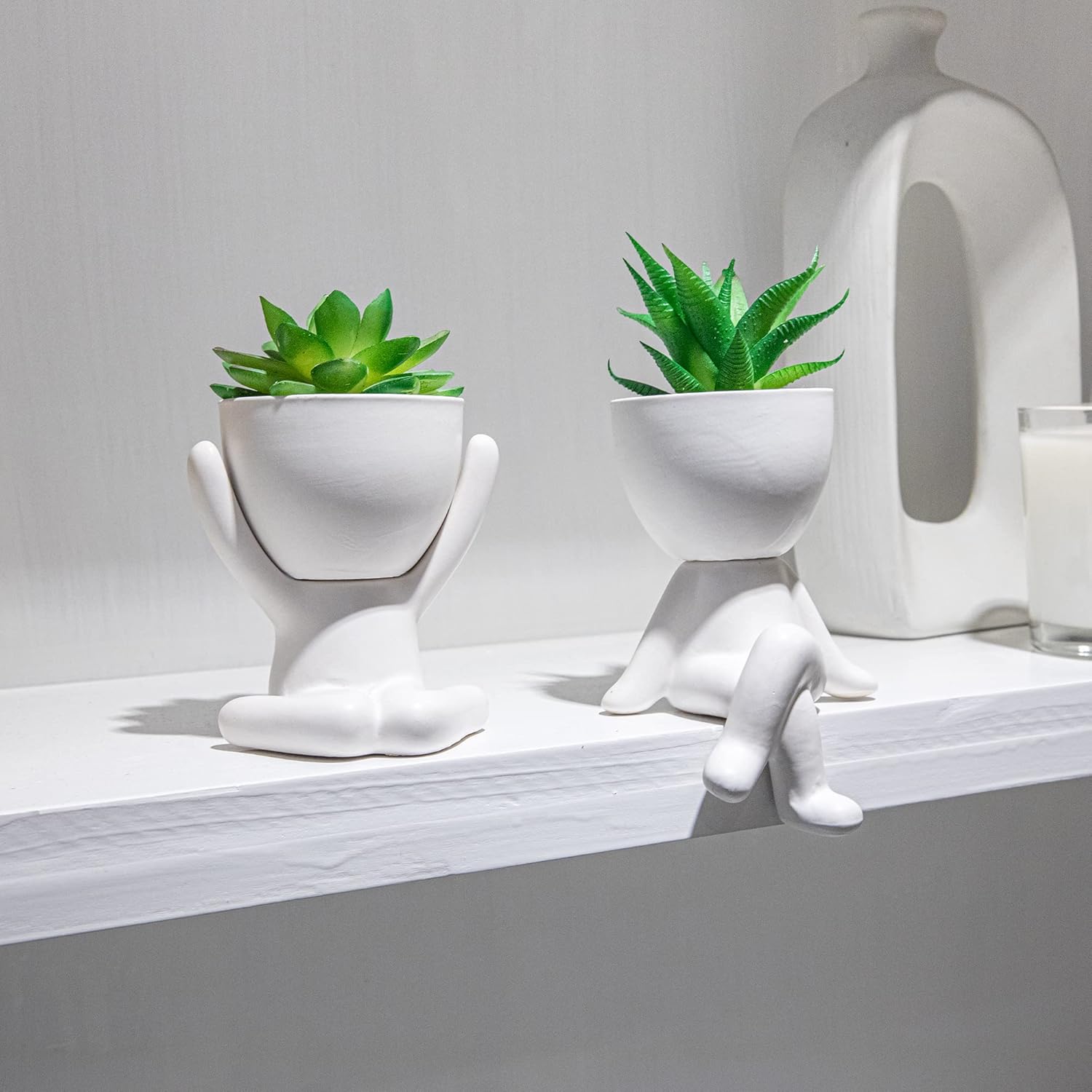 3PCS Cute Artificial Plants Office Decor for Women and Men, Small Fake Plants Decor for Bedroom and Bathroom, Lovely Faux Succulent Desk Decor for Office and Home