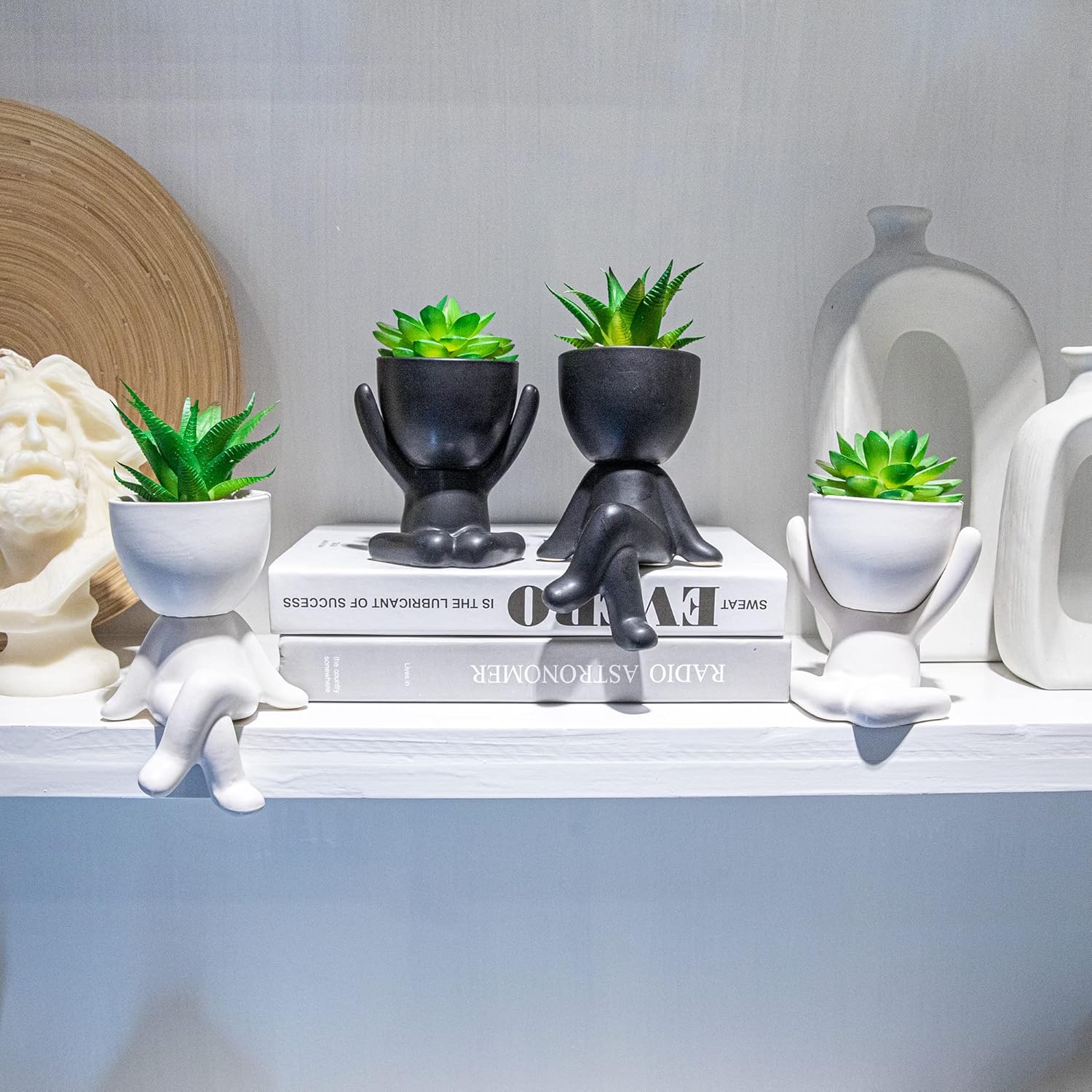 3PCS Cute Artificial Plants Office Decor for Women and Men, Small Fake Plants Decor for Bedroom and Bathroom, Lovely Faux Succulent Desk Decor for Office and Home