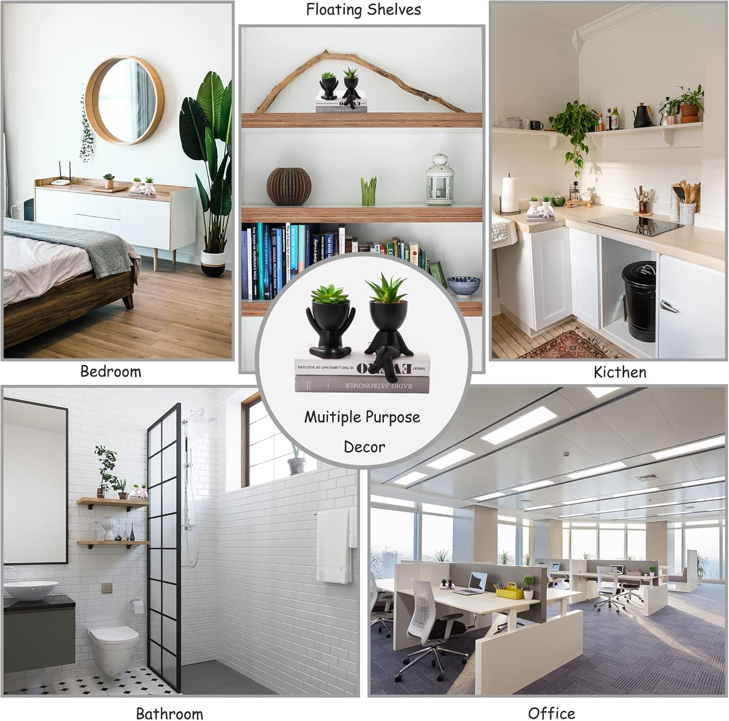 3PCS Cute Artificial Plants Office Decor for Women and Men, Small Fake Plants Decor for Bedroom and Bathroom, Lovely Faux Succulent Desk Decor for Office and Home