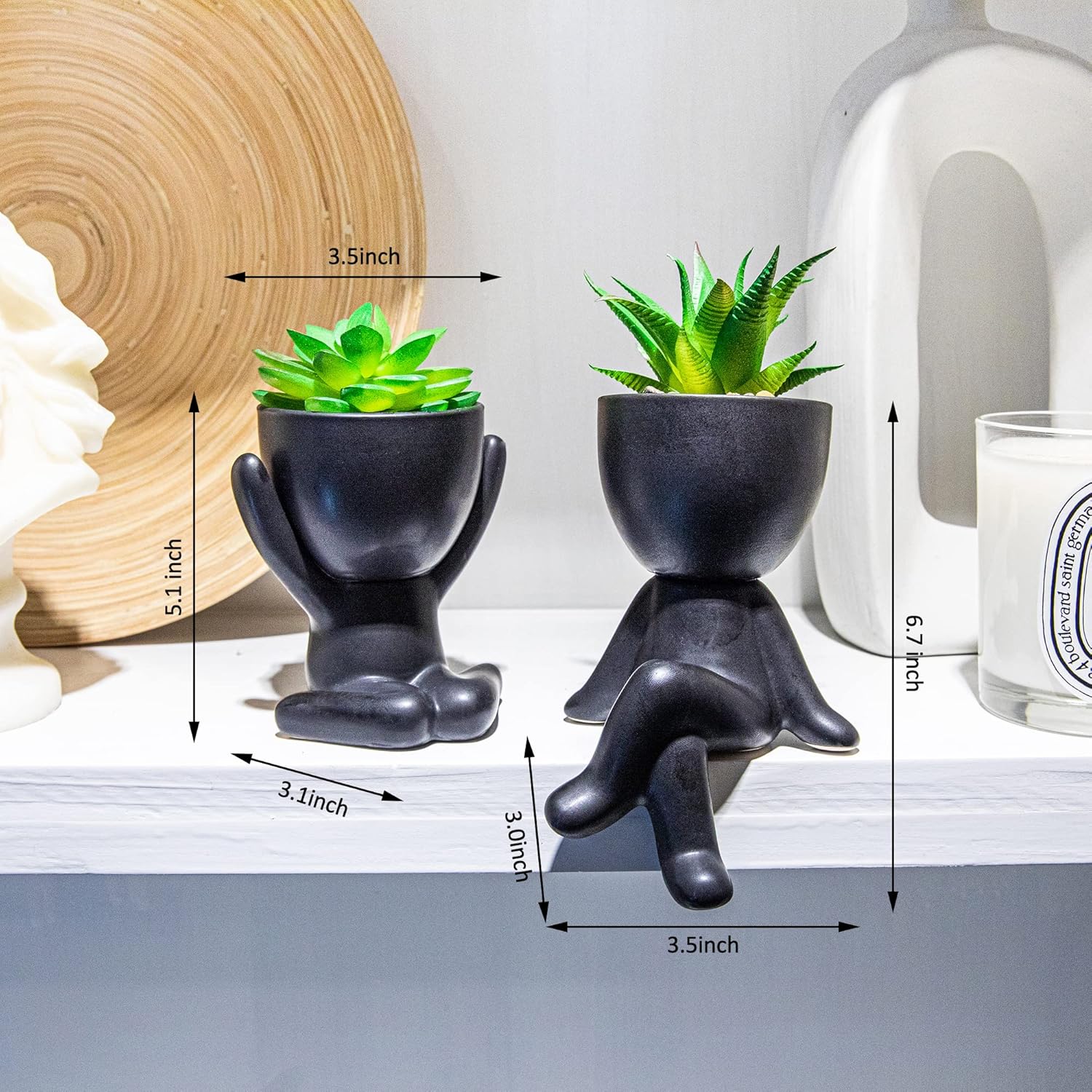 3PCS Cute Artificial Plants Office Decor for Women and Men, Small Fake Plants Decor for Bedroom and Bathroom, Lovely Faux Succulent Desk Decor for Office and Home