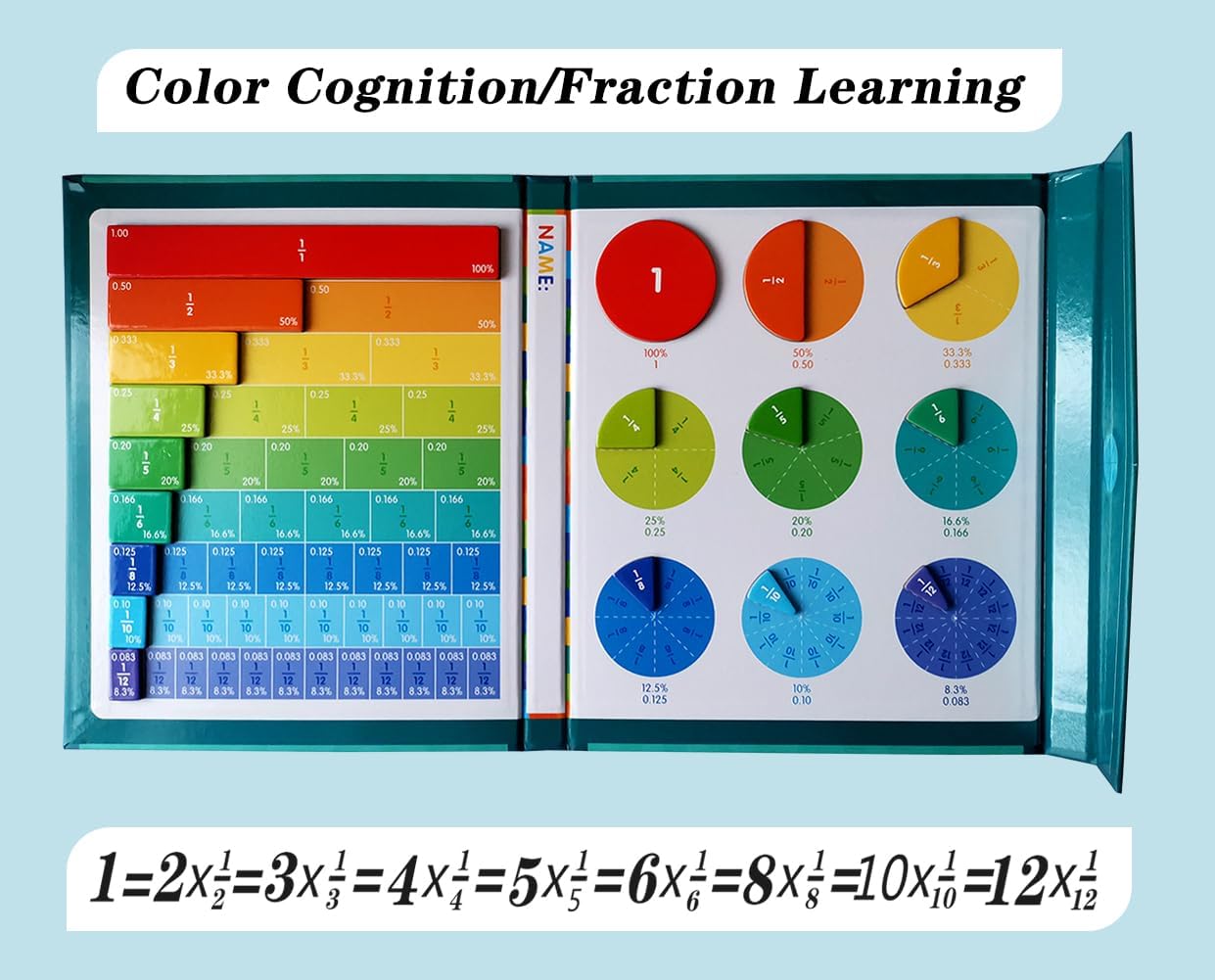 Magnetic Fraction Demonstration Book, Equip Magnetic Score Disk Demonstrator,Math Manipulatives Enhance Early Primary School Students Mathematical Skills