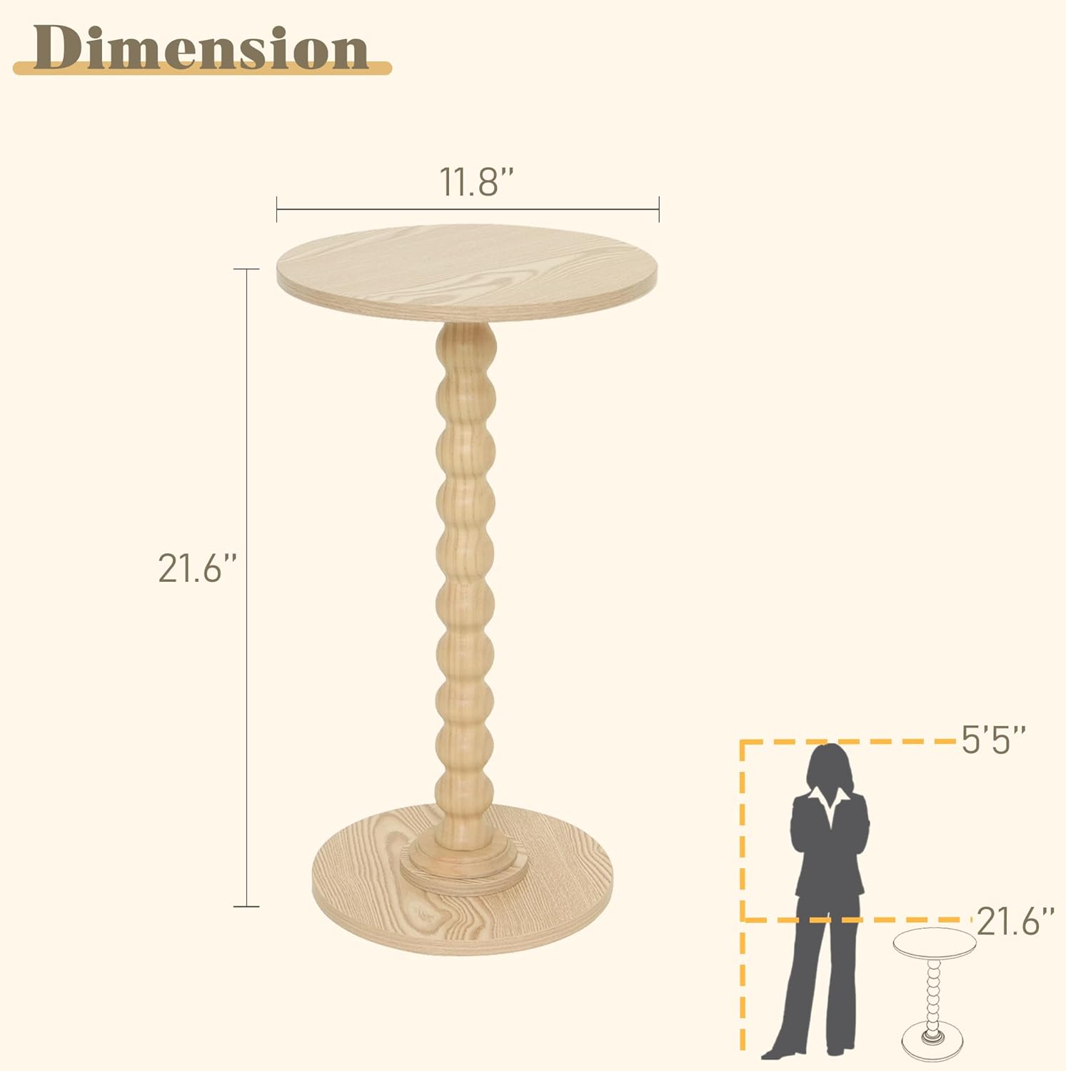 Round Side Table, Small Drink Table for Small Spaces