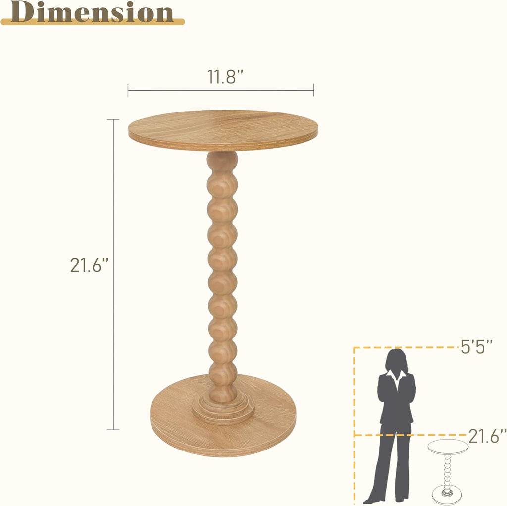 Round Side Table, Small Drink Table for Small Spaces