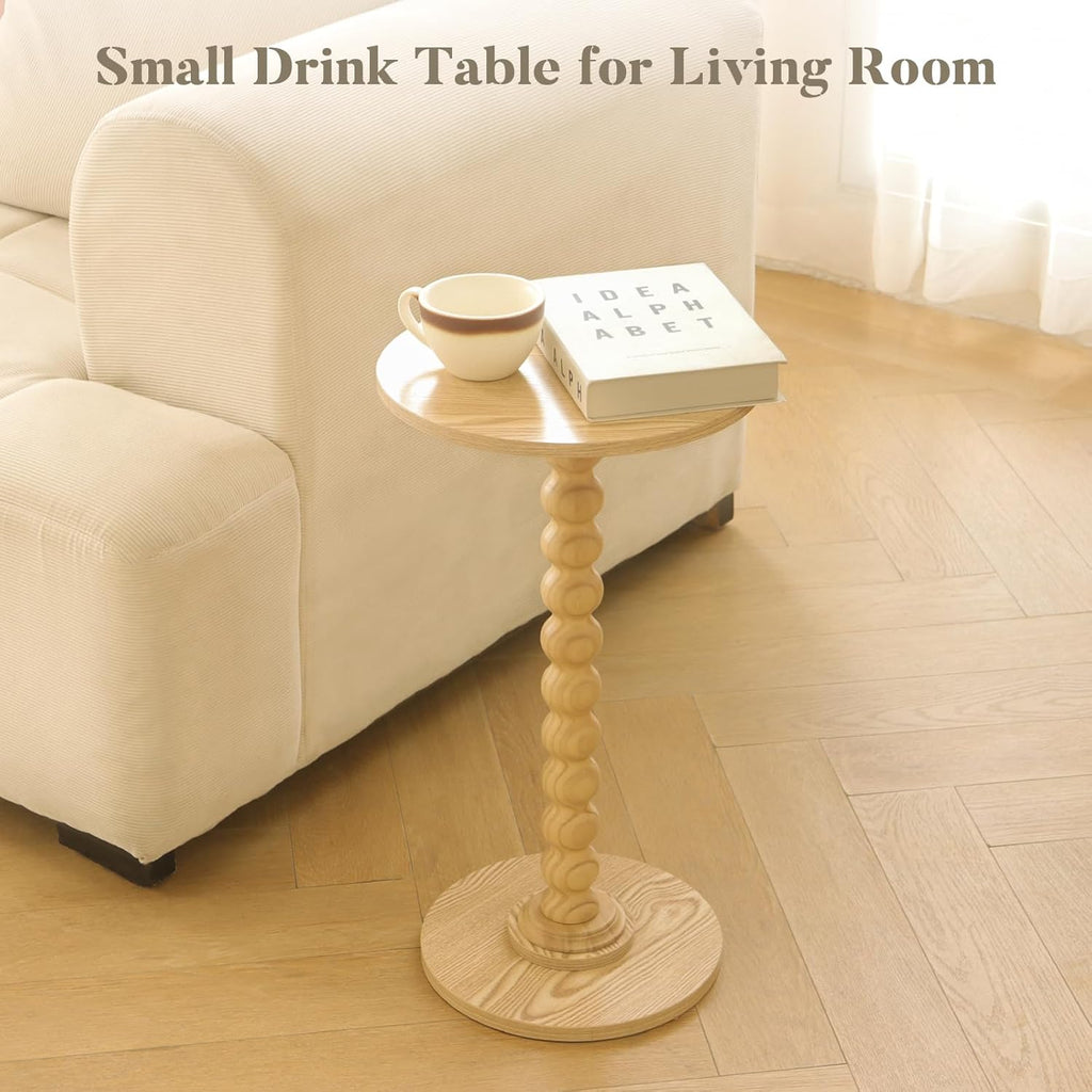 Round Side Table, Small Drink Table for Small Spaces