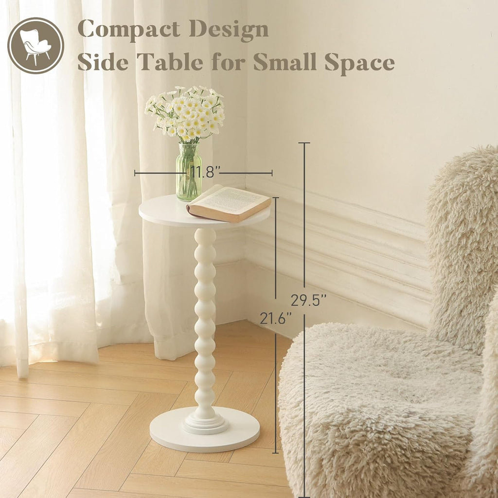 Round Side Table, Small Drink Table for Small Spaces