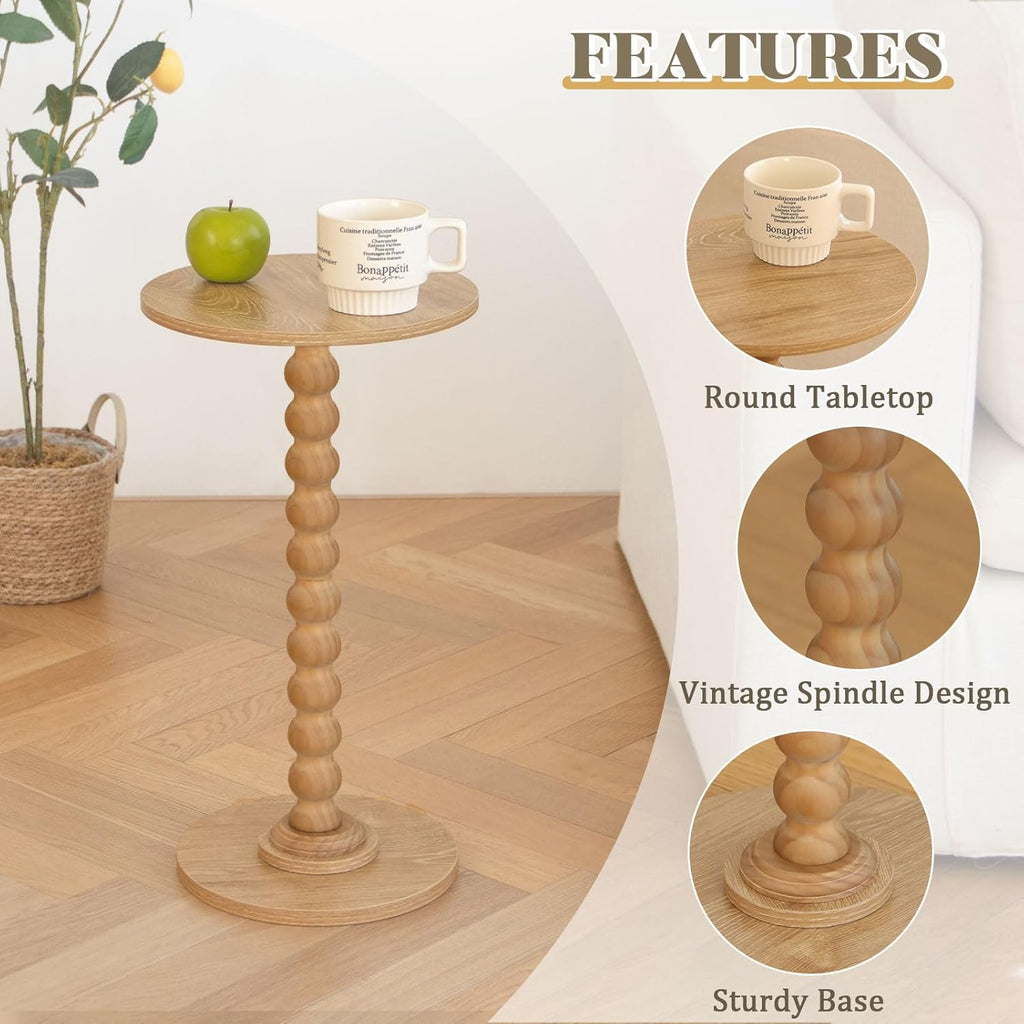 Round Side Table, Small Drink Table for Small Spaces