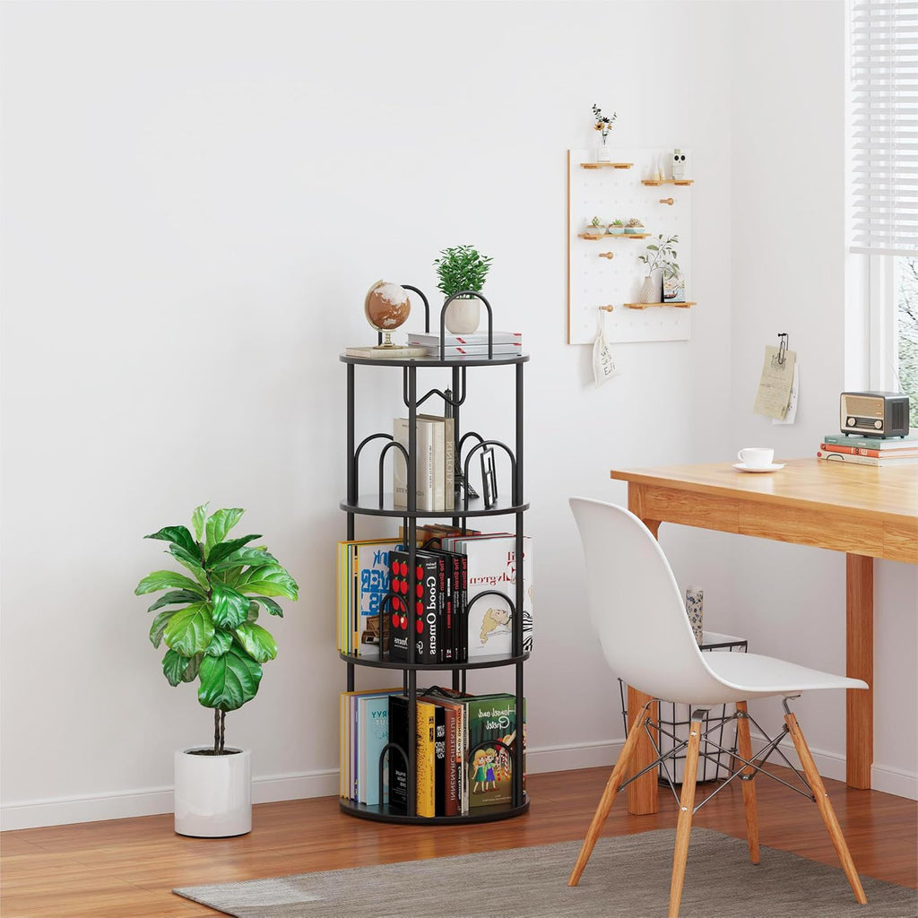 5 Tier Rotating Bookshelf, 360° Spinning Bookshelf Tower, Narrow Corner Book Shelf