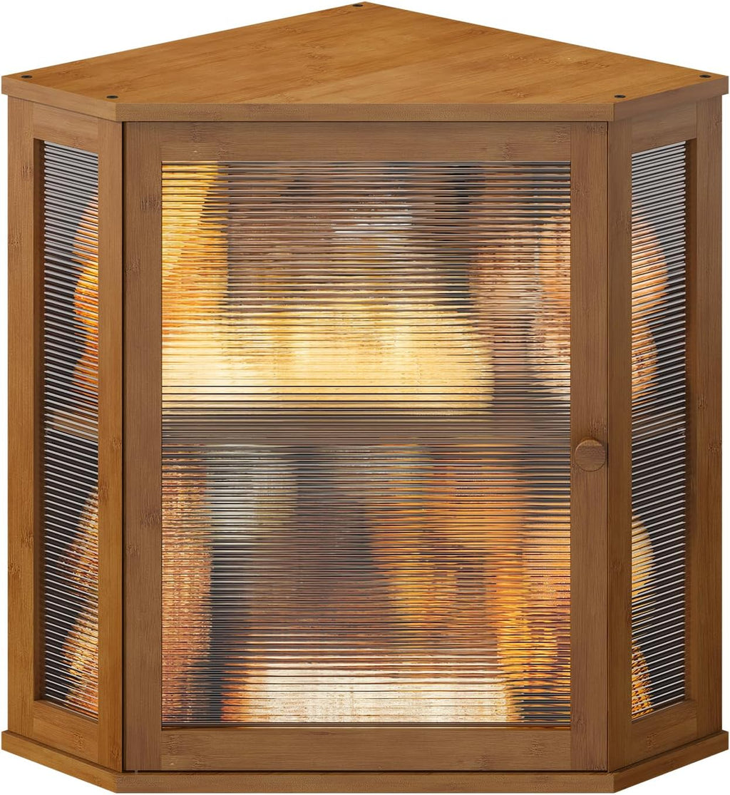 Farmhouse Corner Bread Box for Kitchen Countertop – Large White Rustic Food Storage Bin with Wavy Acrylic Door, Perfect for Country & Chicken-Themed Kitchens