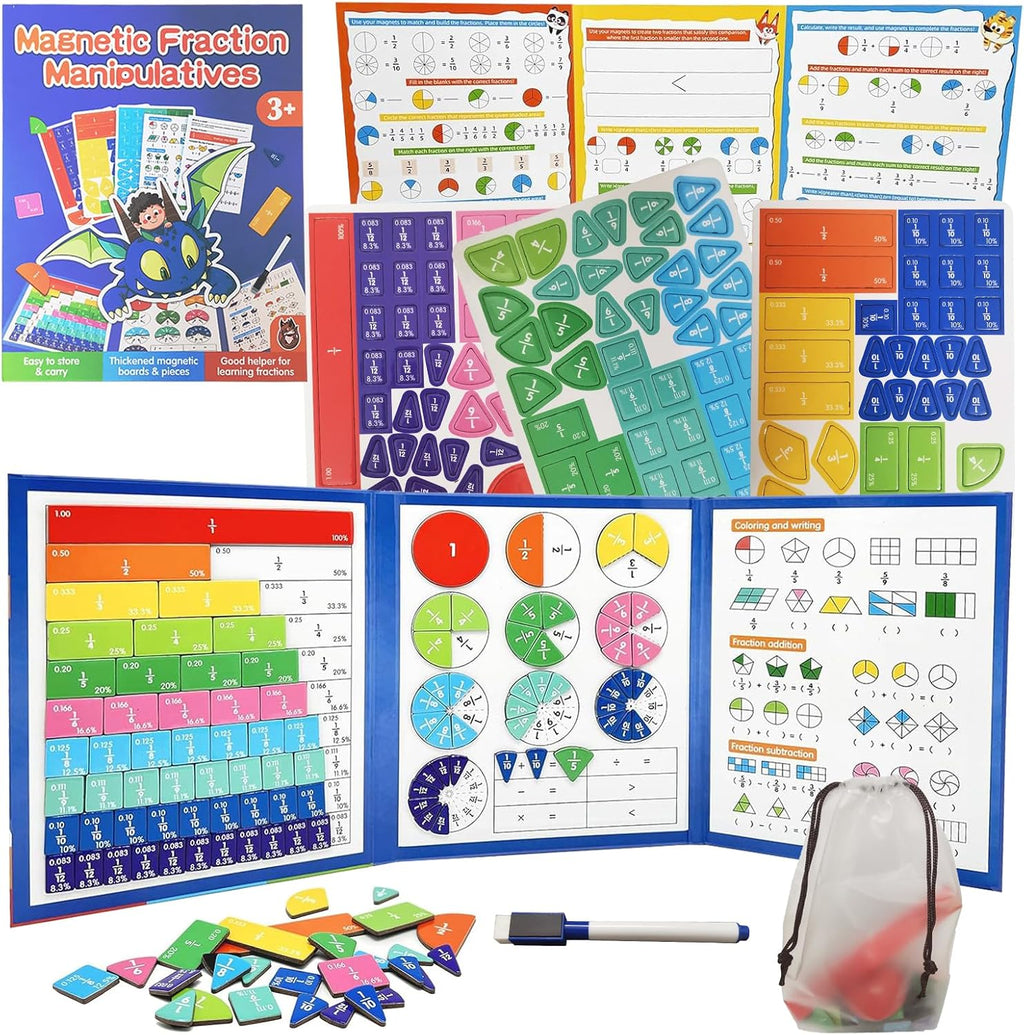 Magnetic Fraction Demonstration Book, Equip Magnetic Score Disk Demonstrator,Math Manipulatives Enhance Early Primary School Students Mathematical Skills