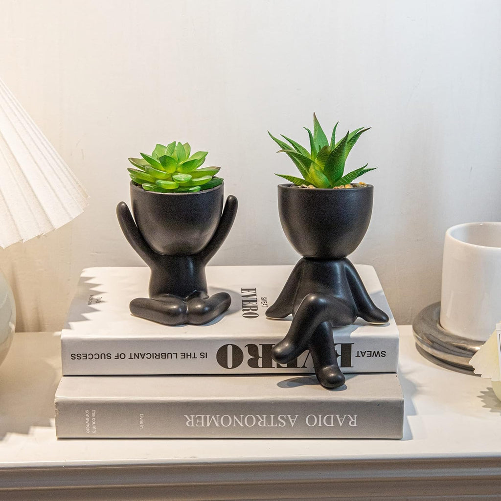 3PCS Cute Artificial Plants Office Decor for Women and Men, Small Fake Plants Decor for Bedroom and Bathroom, Lovely Faux Succulent Desk Decor for Office and Home
