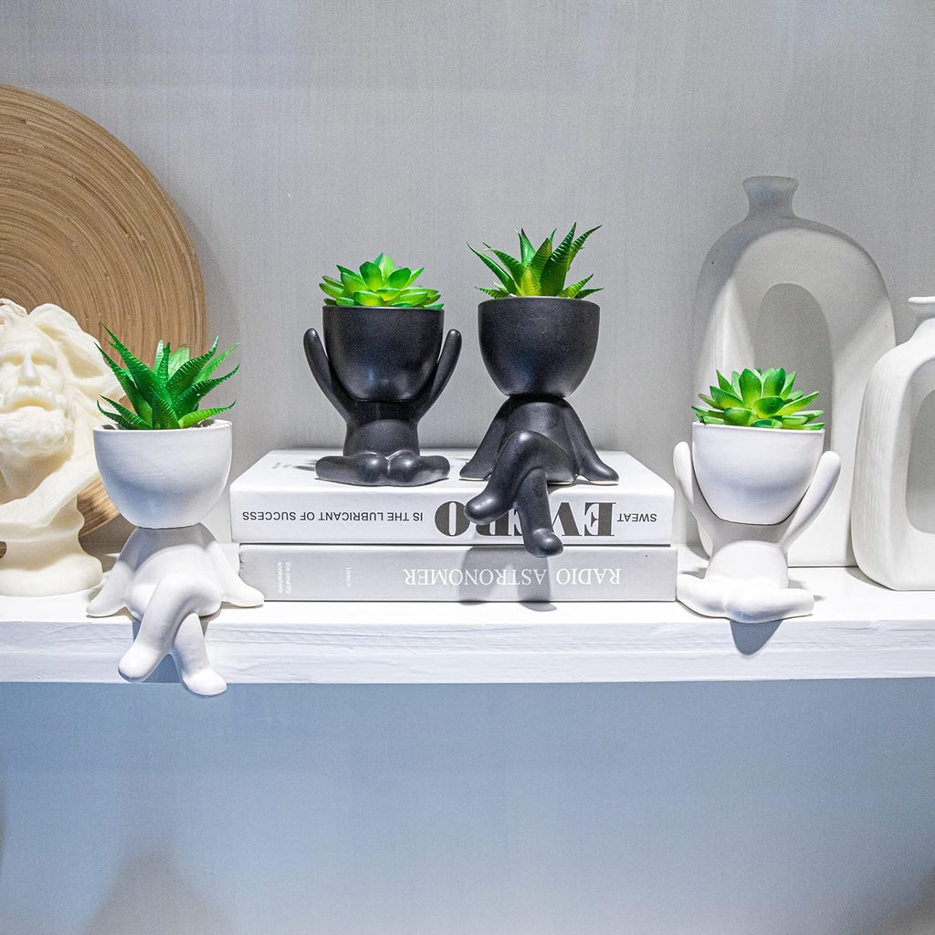 3PCS Cute Artificial Plants Office Decor for Women and Men, Small Fake Plants Decor for Bedroom and Bathroom, Lovely Faux Succulent Desk Decor for Office and Home