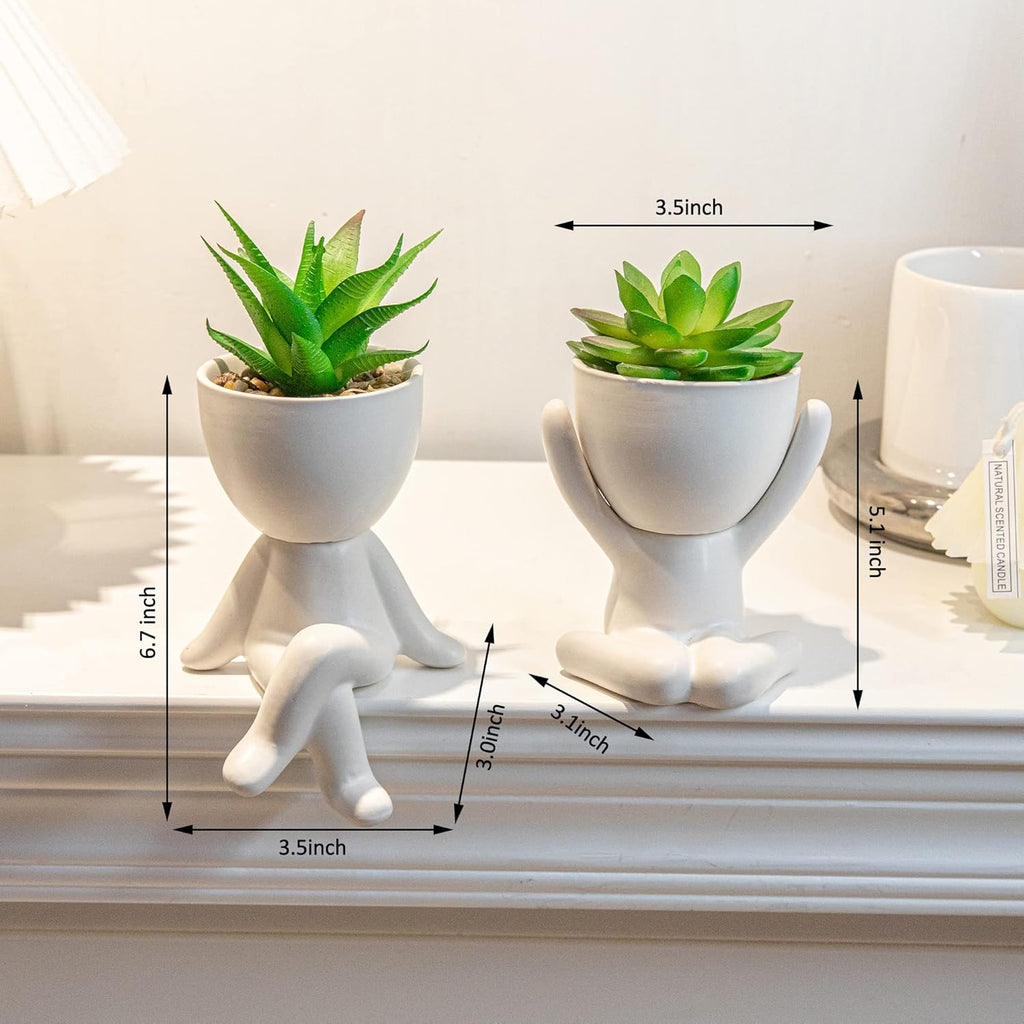 3PCS Cute Artificial Plants Office Decor for Women and Men, Small Fake Plants Decor for Bedroom and Bathroom, Lovely Faux Succulent Desk Decor for Office and Home