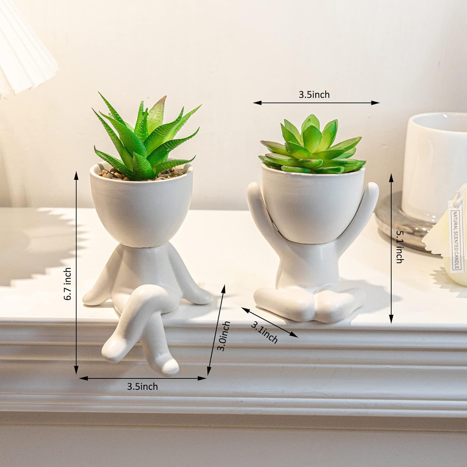 3PCS Cute Artificial Plants Office Decor for Women and Men, Small Fake Plants Decor for Bedroom and Bathroom, Lovely Faux Succulent Desk Decor for Office and Home